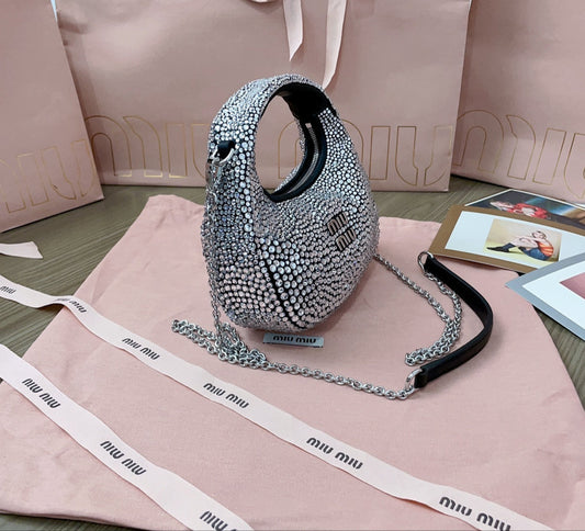 Mini Bag Miu Miu con Cristales 'Nero' – 100% Cuero, Hecha a Mano