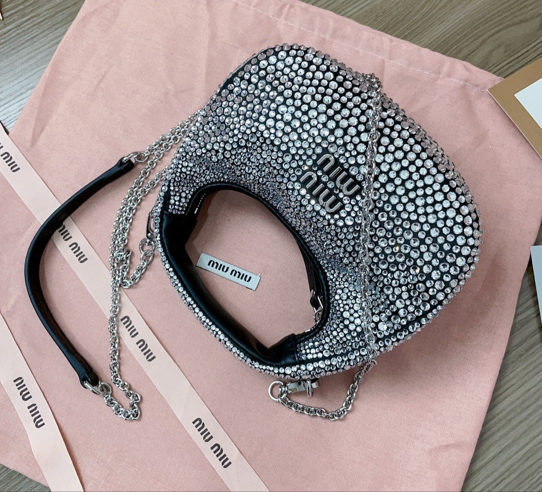 Mini Bag Miu Miu con Cristales 'Nero' – 100% Cuero, Hecha a Mano