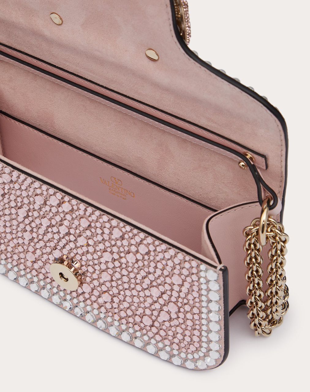 Bolso Valentino Locò Small – Cristales & Lentejuelas Rosa Pink