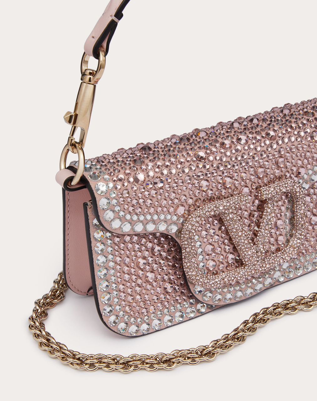 Bolso Valentino Locò Small – Cristales & Lentejuelas Rosa Pink