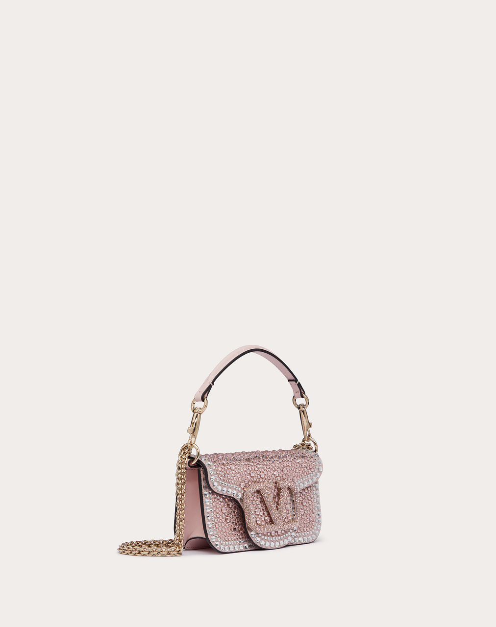 Bolso Valentino Locò Small – Cristales & Lentejuelas Rosa Pink