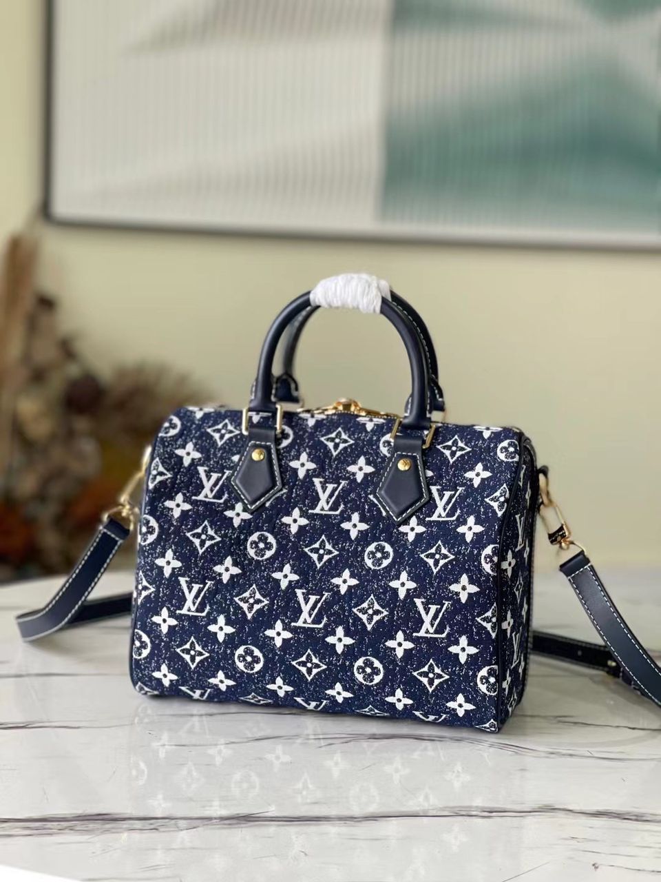 Louis Vuitton Speedy Bag 25cm – Denim Azul Oscuro (Hecha a Mano)