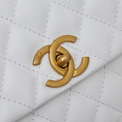 Chanel Flap Bag Blanca con Asa y Dorado | Cartera de Lujo en Panamá