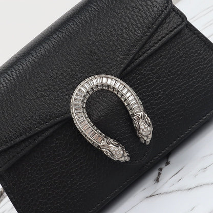 Gucci Dionysus Mini en Cuero Negro y Cristales – Lujo Artesanal y Brillo Sofisticado