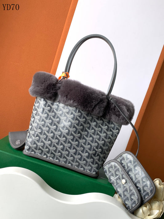 Goyard Shopper Gris con Forro de Pelo – Elegancia Invernal con Estilo Exclusivo