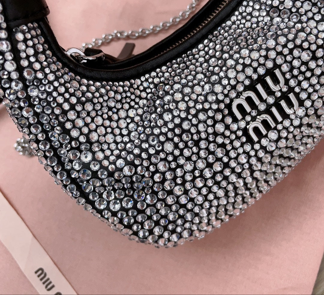 Mini Bag Miu Miu con Cristales 'Nero' – 100% Cuero, Hecha a Mano