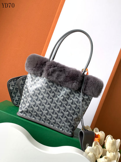 Goyard Shopper Gris con Forro de Pelo – Elegancia Invernal con Estilo Exclusivo