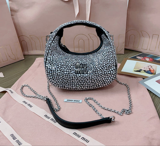Mini Bag Miu Miu con Cristales 'Nero' – 100% Cuero, Hecha a Mano