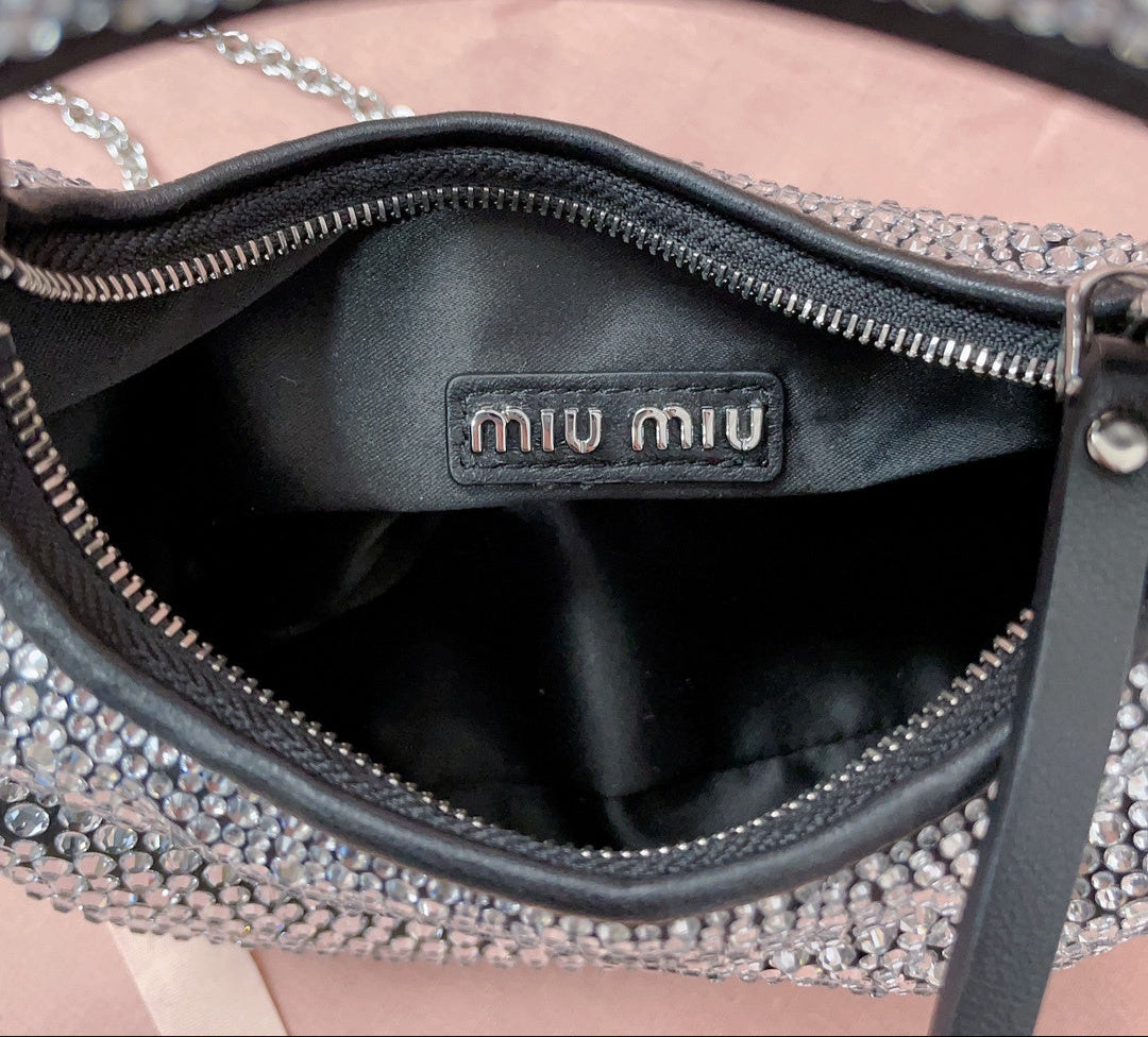 Mini Bag Miu Miu con Cristales 'Nero' – 100% Cuero, Hecha a Mano