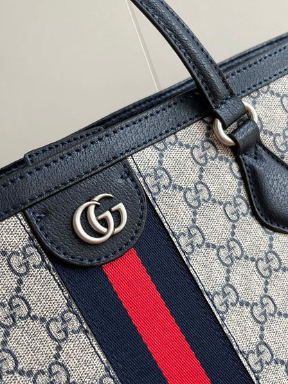 GUCCI GG Supreme Ophidia Shopping Tote color Azul | Estilo Clásico y Toques Modernos