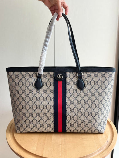 GUCCI GG Supreme Ophidia Shopping Tote color Azul | Estilo Clásico y Toques Modernos